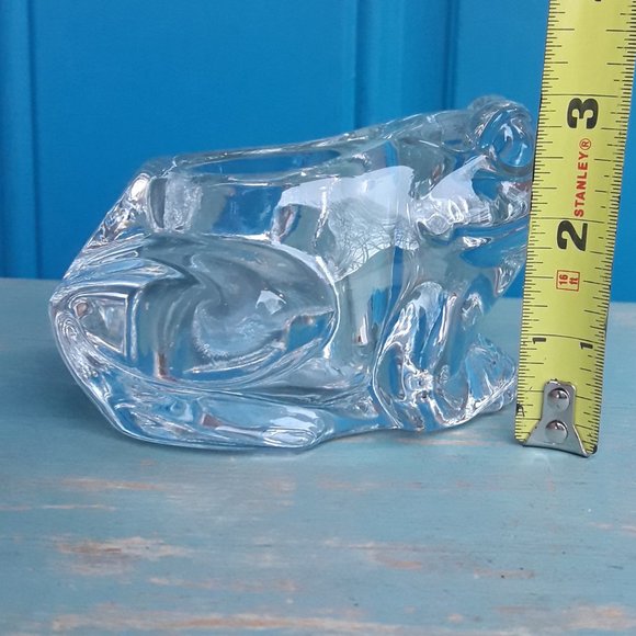 Vintage Glass Frog Candle Holder Planter Toad Decor Solid Chunky Clear Glass - Picture 8 of 12
